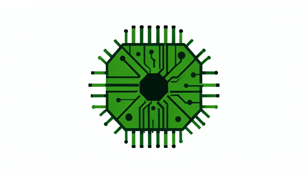 A green microchip with intricate circuit patterns
