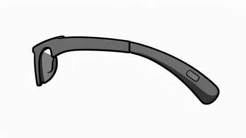 A pair of sleek, camera-less smart glasses with a small tactile touchpad on the temple arm