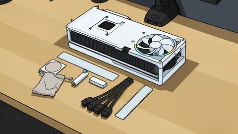 A white graphics card with three black cooling fans and a metallic backplate