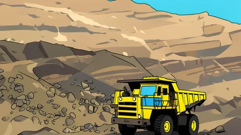 A gold mining drill rig operating in a tropical landscape