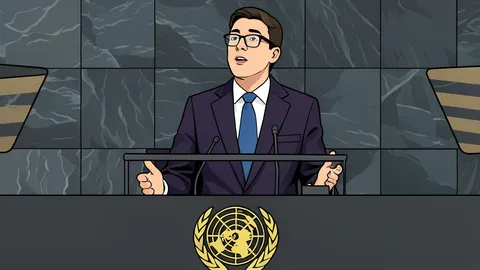 Flat vector illustration of the United Nations Headquarters building in New York