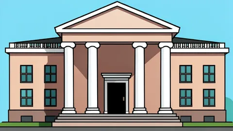 A stylized vector illustration of a courthouse facade with prominent columns.