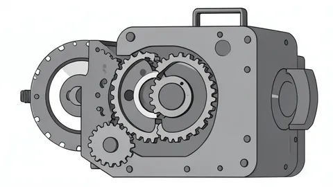 A heavy-duty mechanical transmission assembly with visible gears and housing
