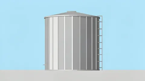 A large cylindrical steel storage tank for crude oil