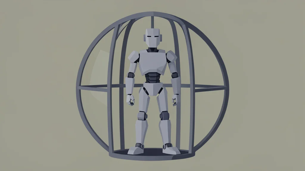 A tall humanoid robot standing in a circular fighting cage