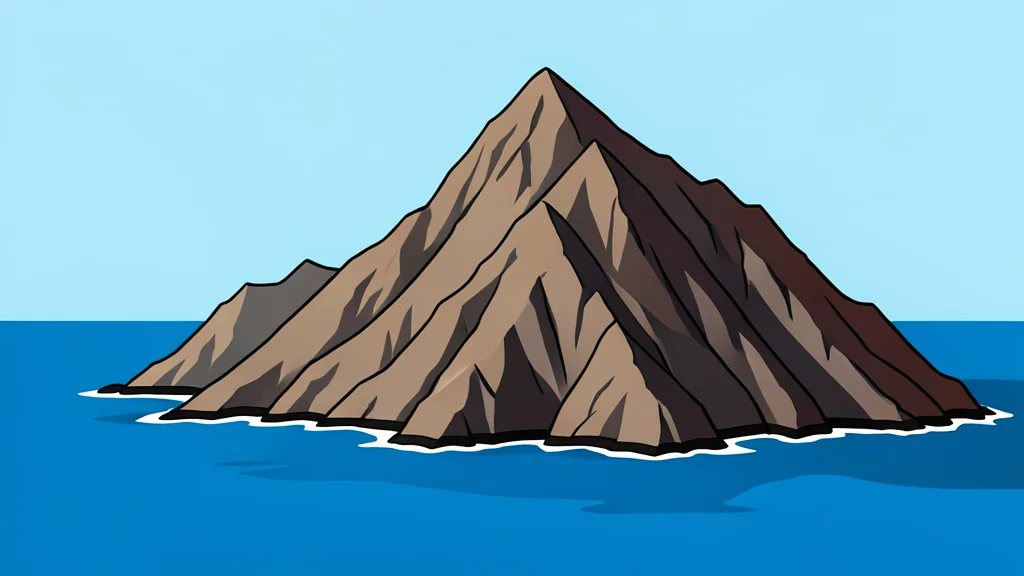 A rugged, rocky mountain peak overlooking a coastline and the sea