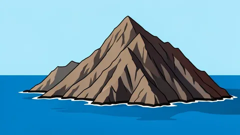 A rugged, rocky mountain peak overlooking a coastline and the sea