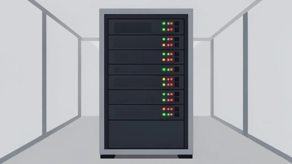 A server rack with blinking status lights in a data center aisle