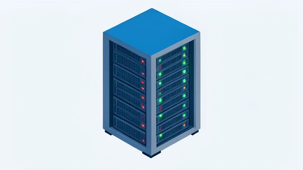 A server rack with blinking status lights in a data center