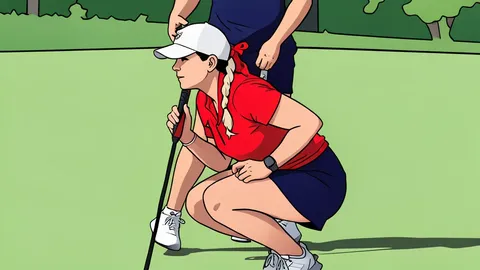 A manicured golf fairway with a sand bunker in the background, rendered in flat vector style.