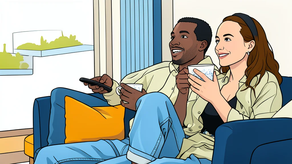 A flat vector illustration of a cable television set-top box connected to a router.