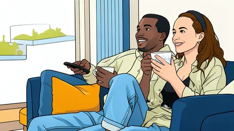 A flat vector illustration of a cable television set-top box connected to a router.