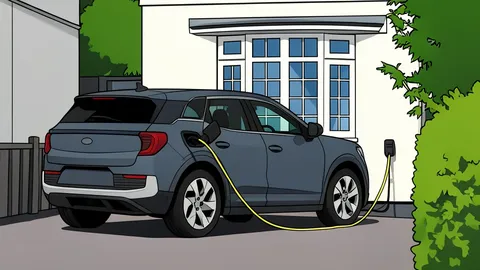 A row of electric vehicles parked in a lot, showing their charging ports and sleek body lines