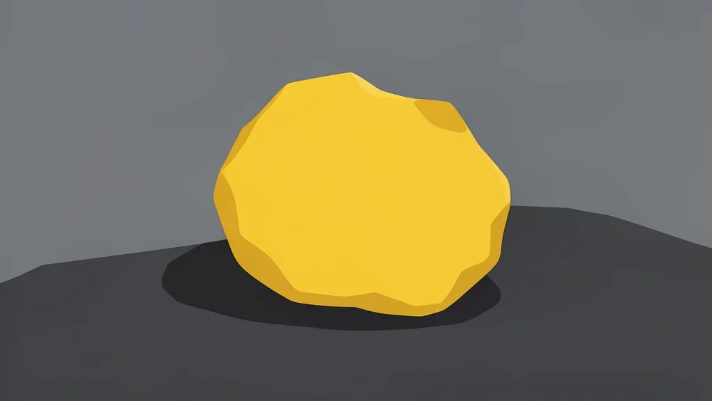 A rough, unrefined nugget of yellow metal resting on a dark stone surface