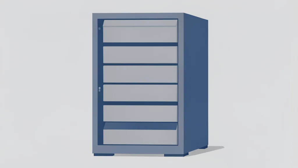 A flat-vector illustration of a server rack in a data center