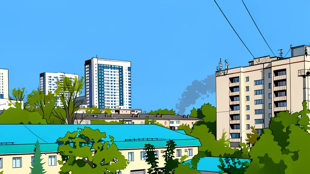 A flat vector illustration of an industrial oil refinery complex with tall smokestacks and storage tanks.