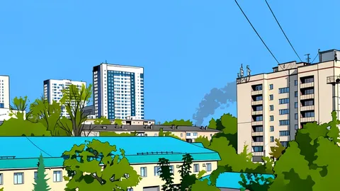A flat vector illustration of an industrial oil refinery complex with tall smokestacks and storage tanks.