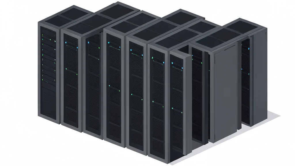 Rows of server racks in a data center