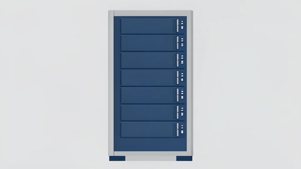 A stylized server rack in a data center