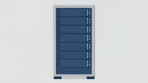 A stylized server rack in a data center