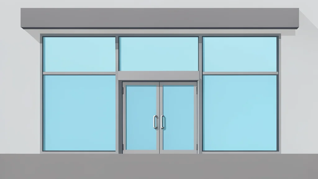 A modern bank branch facade with large glass windows and a metal entrance