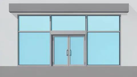 A modern bank branch facade with large glass windows and a metal entrance