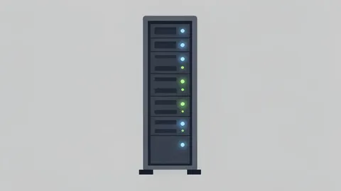 A server rack with glowing indicator lights