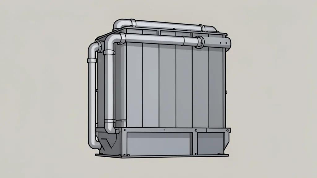 A large industrial fuel cell stack unit with visible piping and metal casing