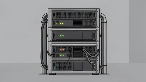 A server rack in a data center