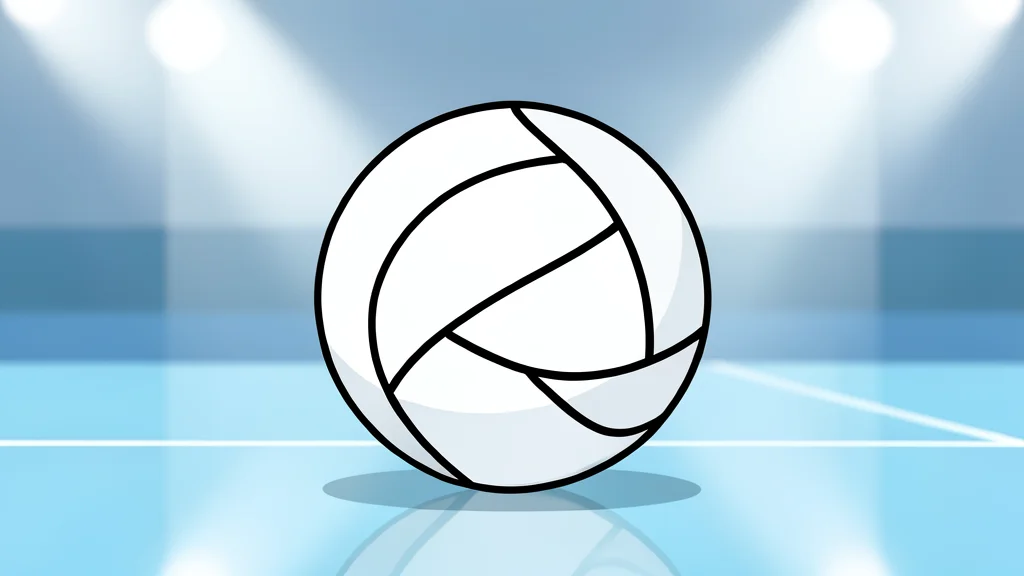 A white volleyball resting on a polished indoor court floor