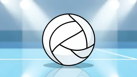 A white volleyball resting on a polished indoor court floor