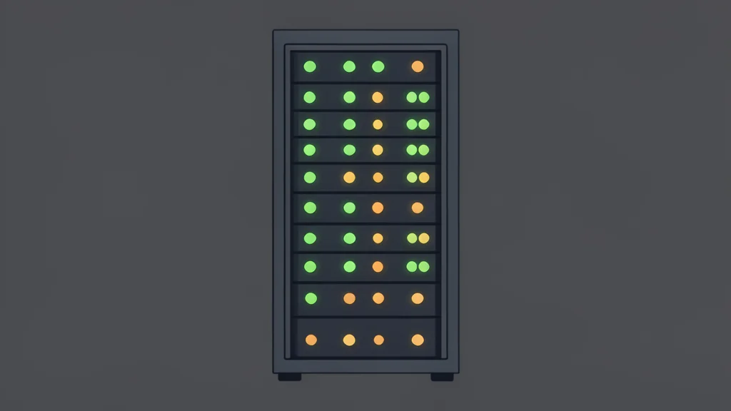 A server rack with blinking status lights