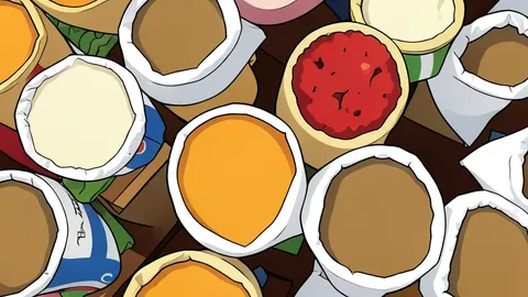 A flat-vector illustration of fresh potatoes and tomatoes stacked on a wooden market table.