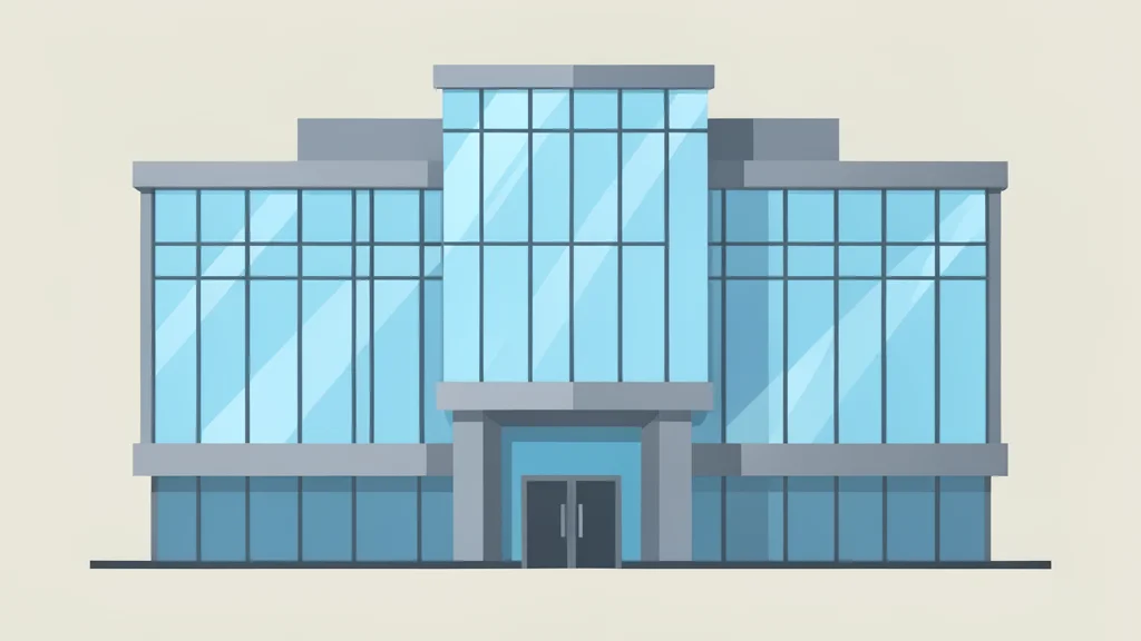 A modern glass institutional building facade with a central entrance, symbolizing international diplomacy.