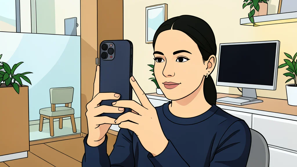 A smartphone camera lens focusing on a pair of eyeglasses