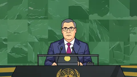 The General Assembly Hall of the United Nations with rows of empty seats and a central podium