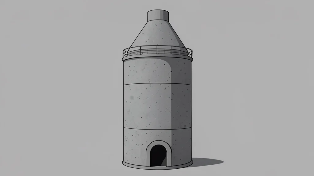 A large industrial cement kiln and cooling tower structure against a clear sky