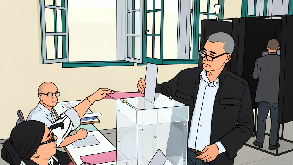 A simple, flat-vector illustration of a ballot box with a slot for paper ballots, set against a neutral background.