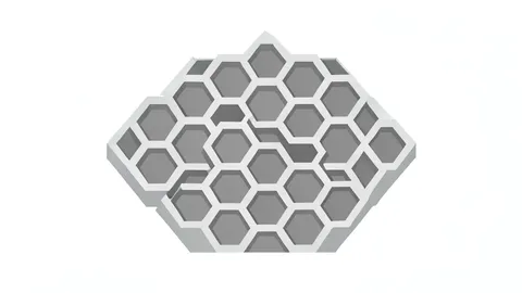 A cross-section of a hexagonal aluminum honeycomb structure with integrated ventilation channels.