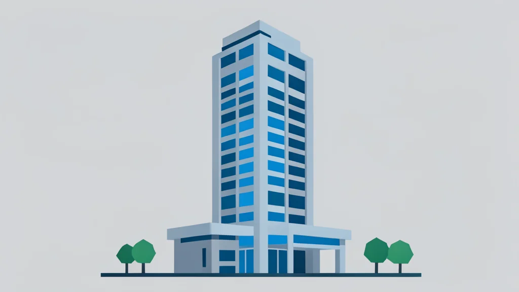 A modern high-rise office building in New Delhi