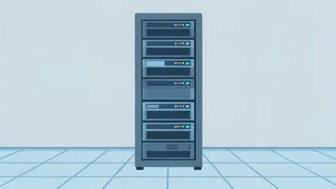 A server rack in a data center