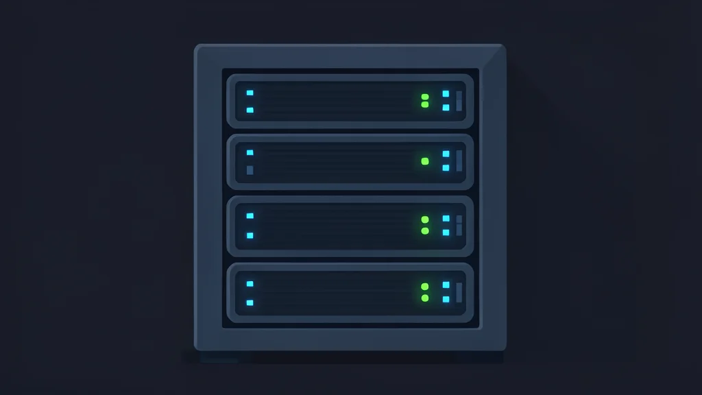A server rack with blinking status lights in a dark data center