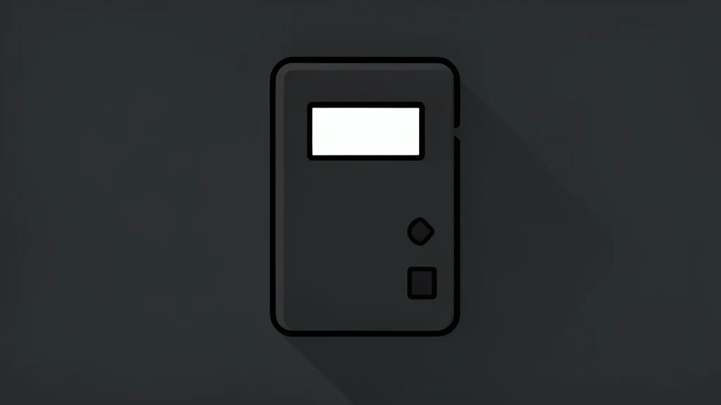 A rugged, matte-black hardware wallet device with a small monochrome display and physical buttons, resting on a dark surface.