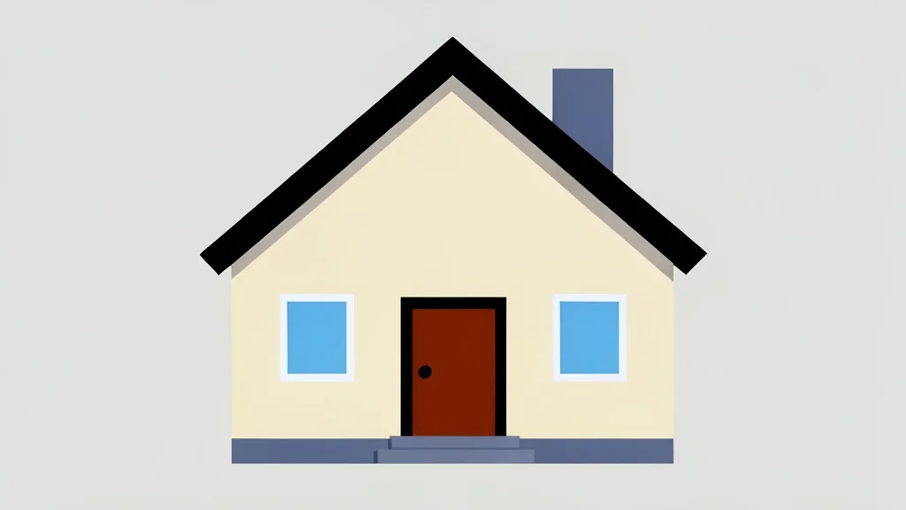 A flat-vector illustration of a residential house with a pitched roof and a front door.