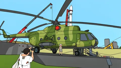 A military transport helicopter hovering over a flat, green border landscape