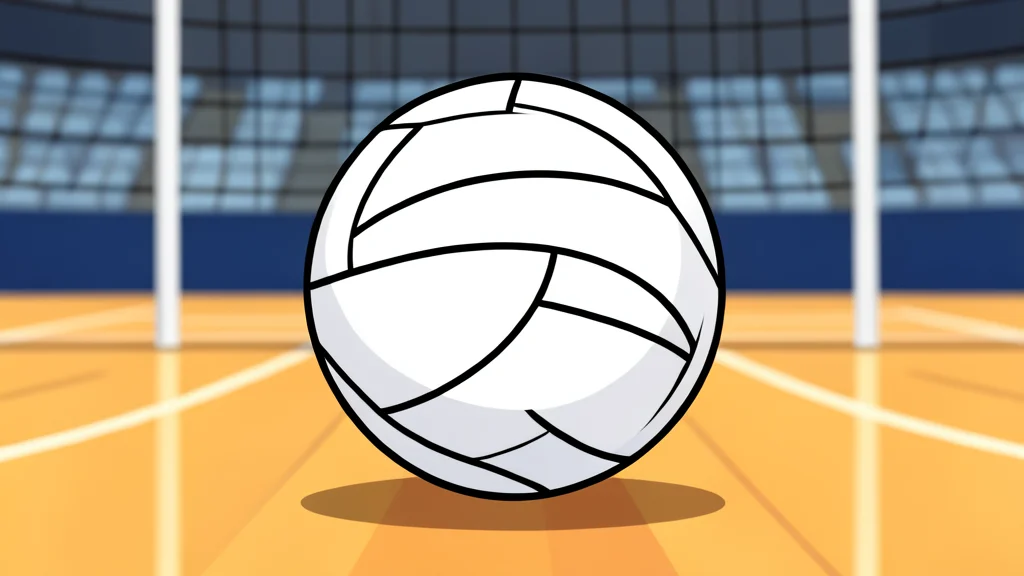 A white volleyball resting on a polished indoor court floor