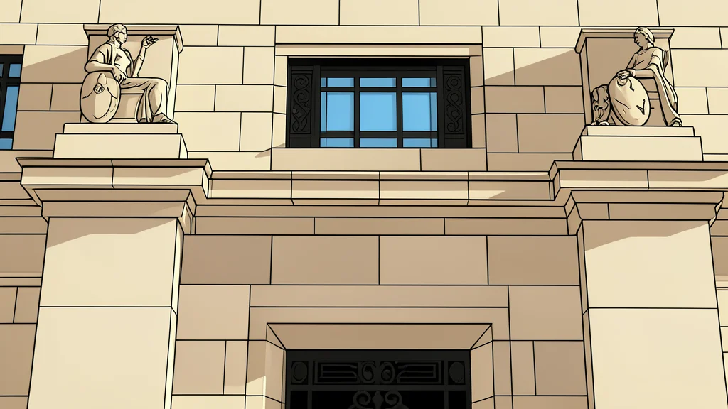 The Federal Reserve building in Washington D.C. with columns and steps.
