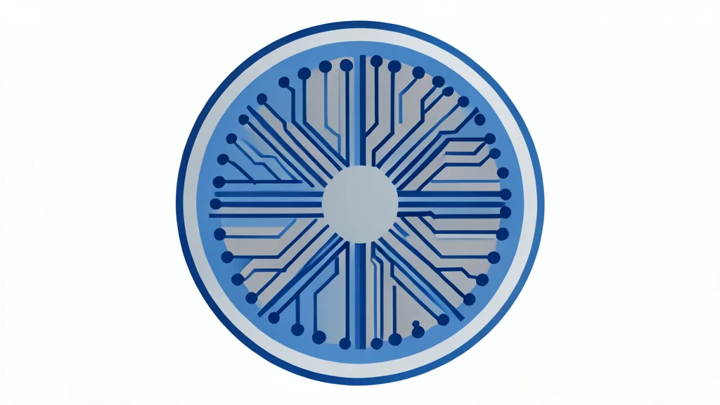 A flat vector illustration of a silicon wafer with intricate circuit patterns