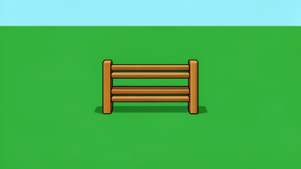 A green grassy field with a wooden hurdle standing in the center