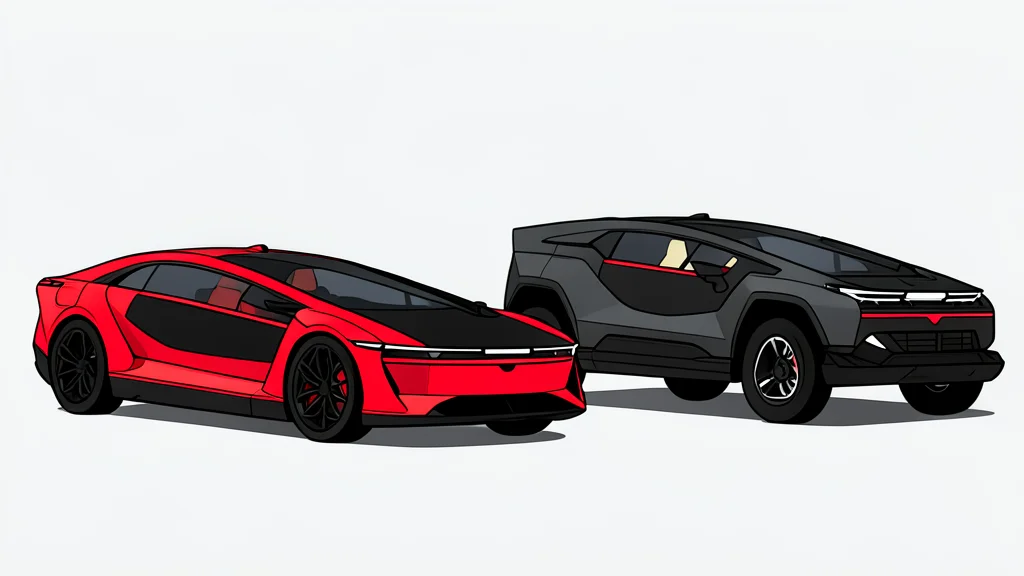 A flat-vector illustration of a futuristic silver electric sedan with gullwing doors open against a simple background.